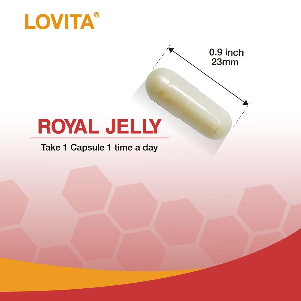 Pack of 3 Lovita Royal Jelly bottles containing 60 capsules total