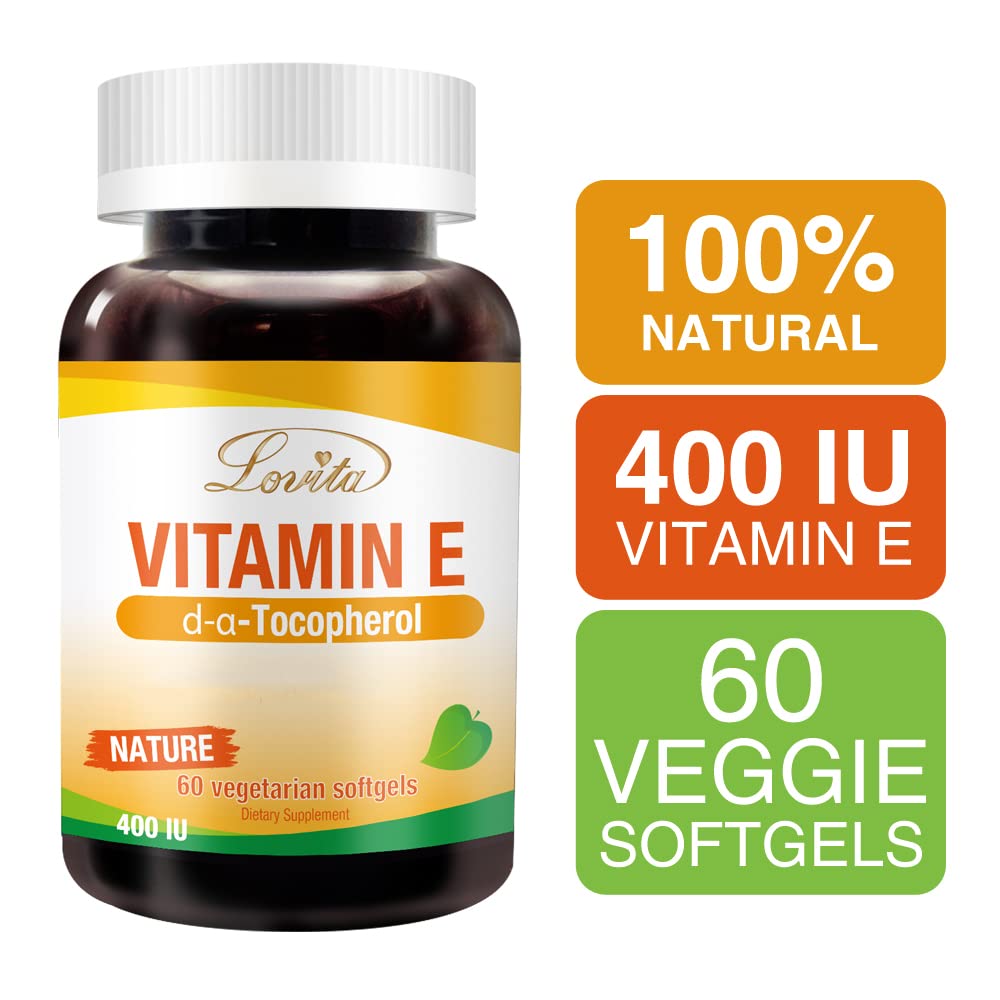 LOVITA Vitamin E 400 IU Softgels bottle with label