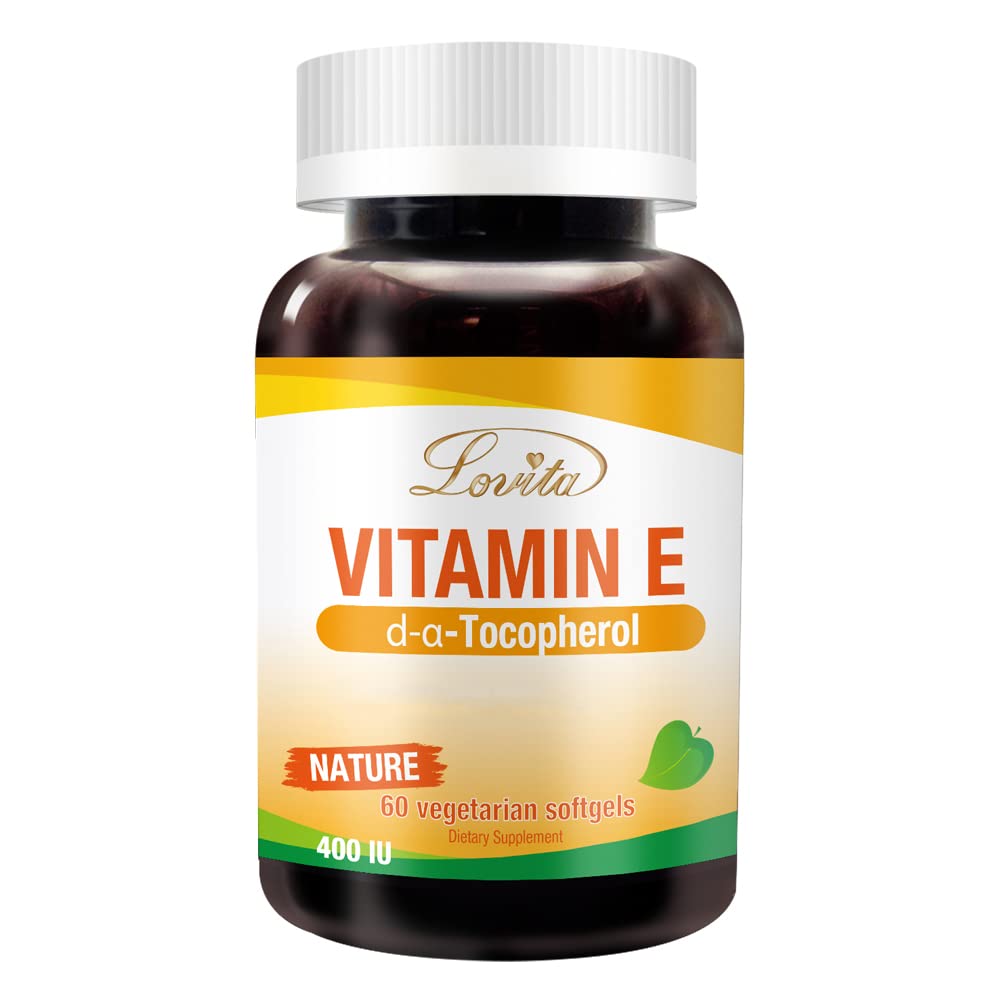 Front view of LOVITA Vitamin E 400 IU Softgels bottle