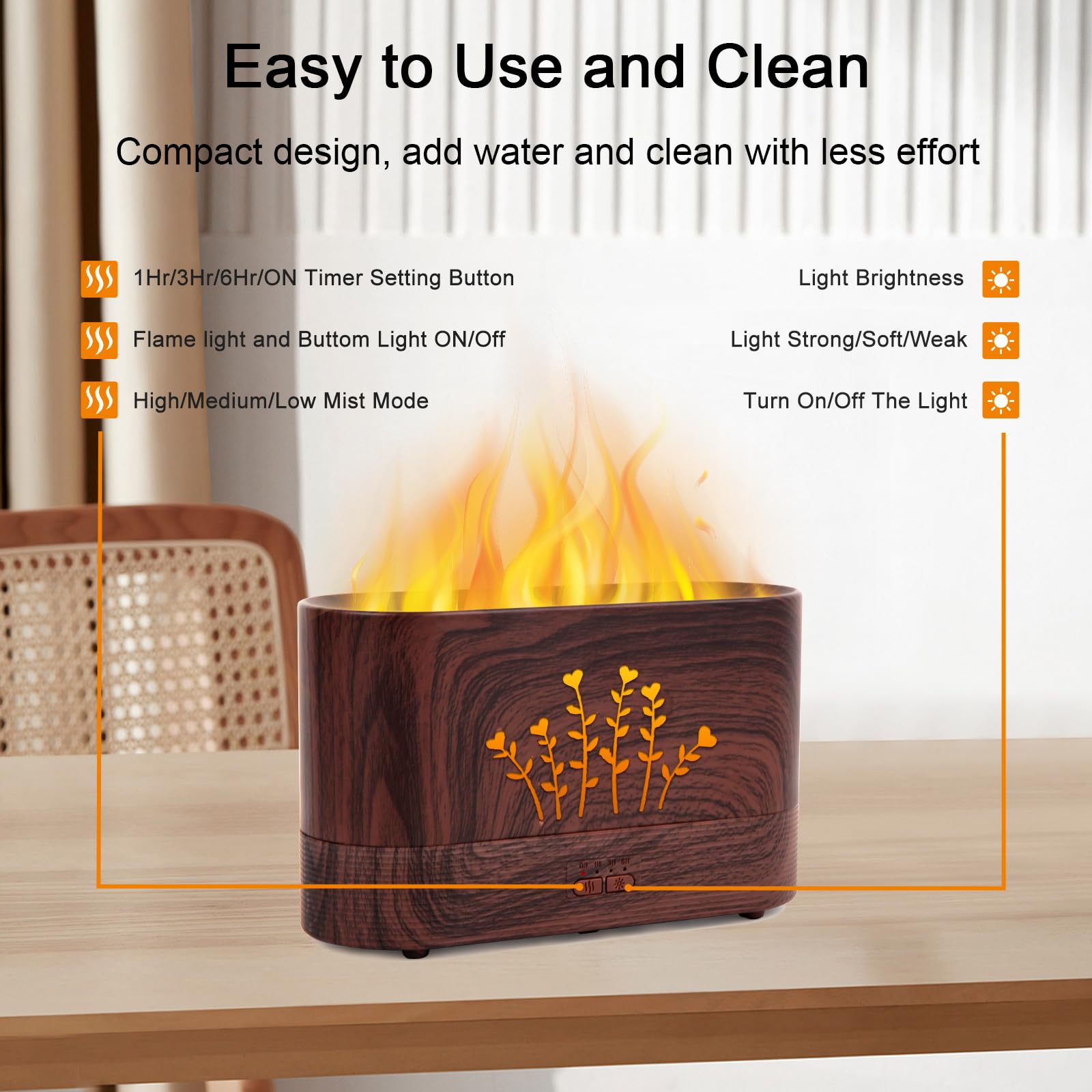 LOVME Flame Humidifier ideal for large rooms with extended run time