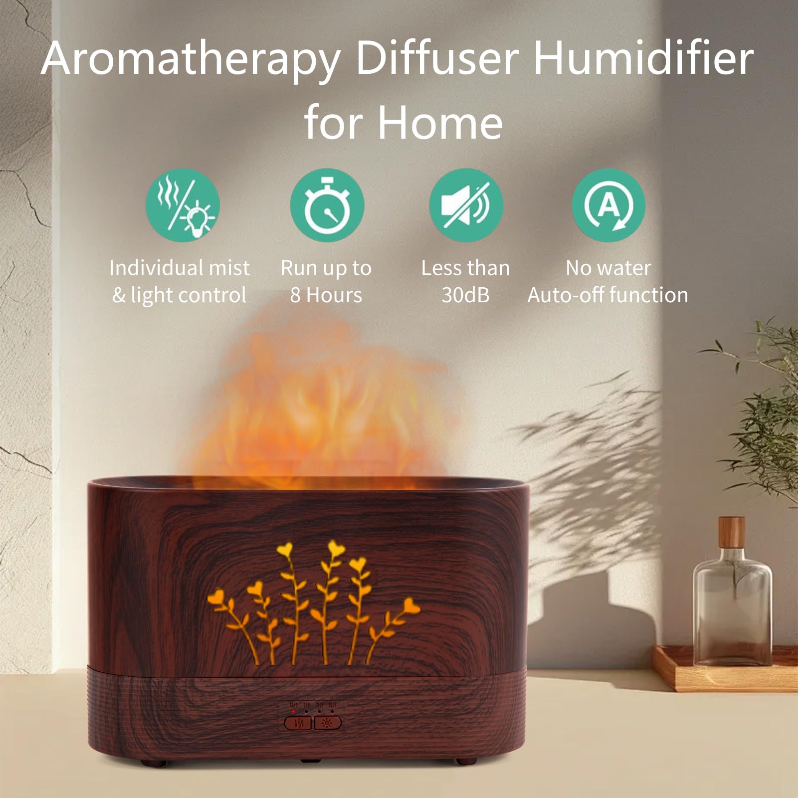 LOVME Flame Humidifier RGB flame LED for cozy evening relaxation