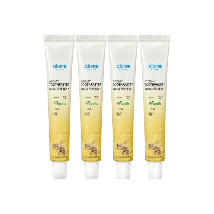Front packaging of Low Fluoride Toothpaste with Propolis Extract, 4 x 50g tubes