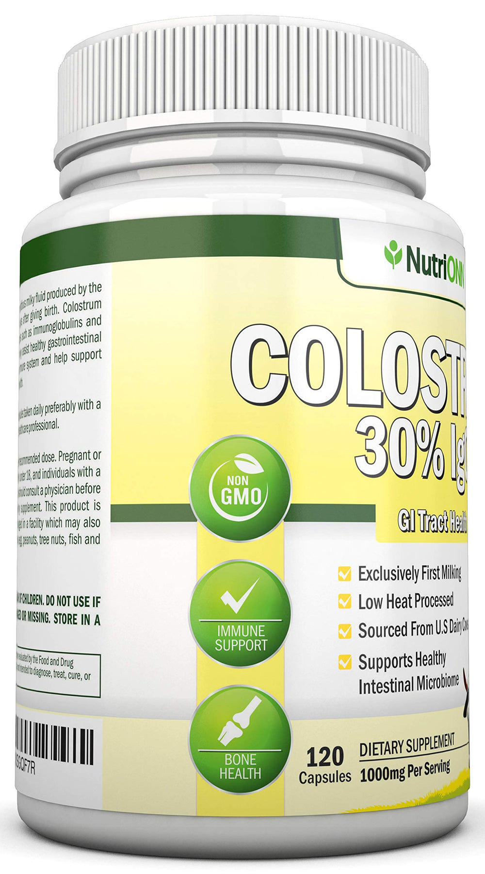 Low-heat processed colostrum preserving bioactive proteins