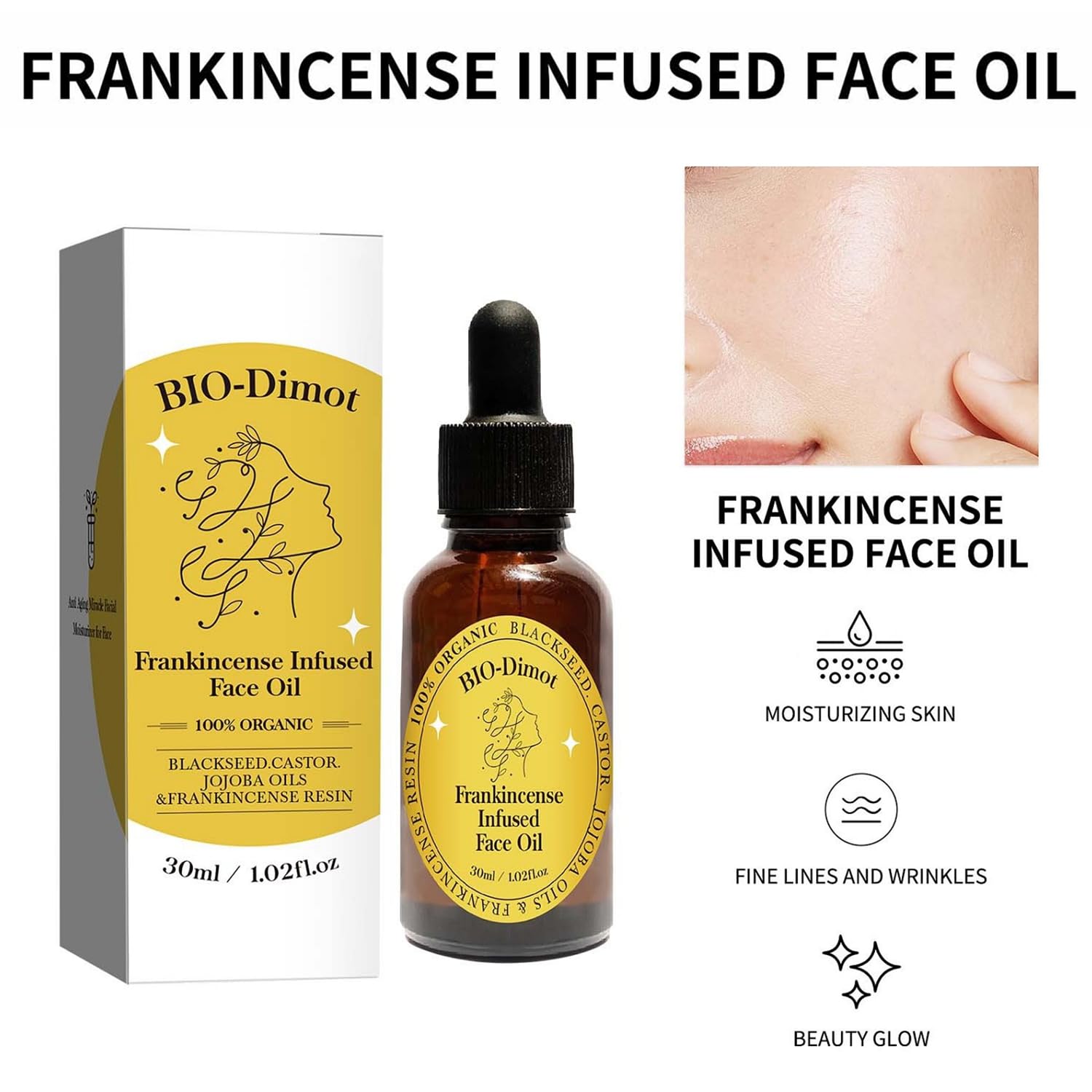 LOYOTICE Frankincense Resin Oil ingredients with jojoba and black seed oils