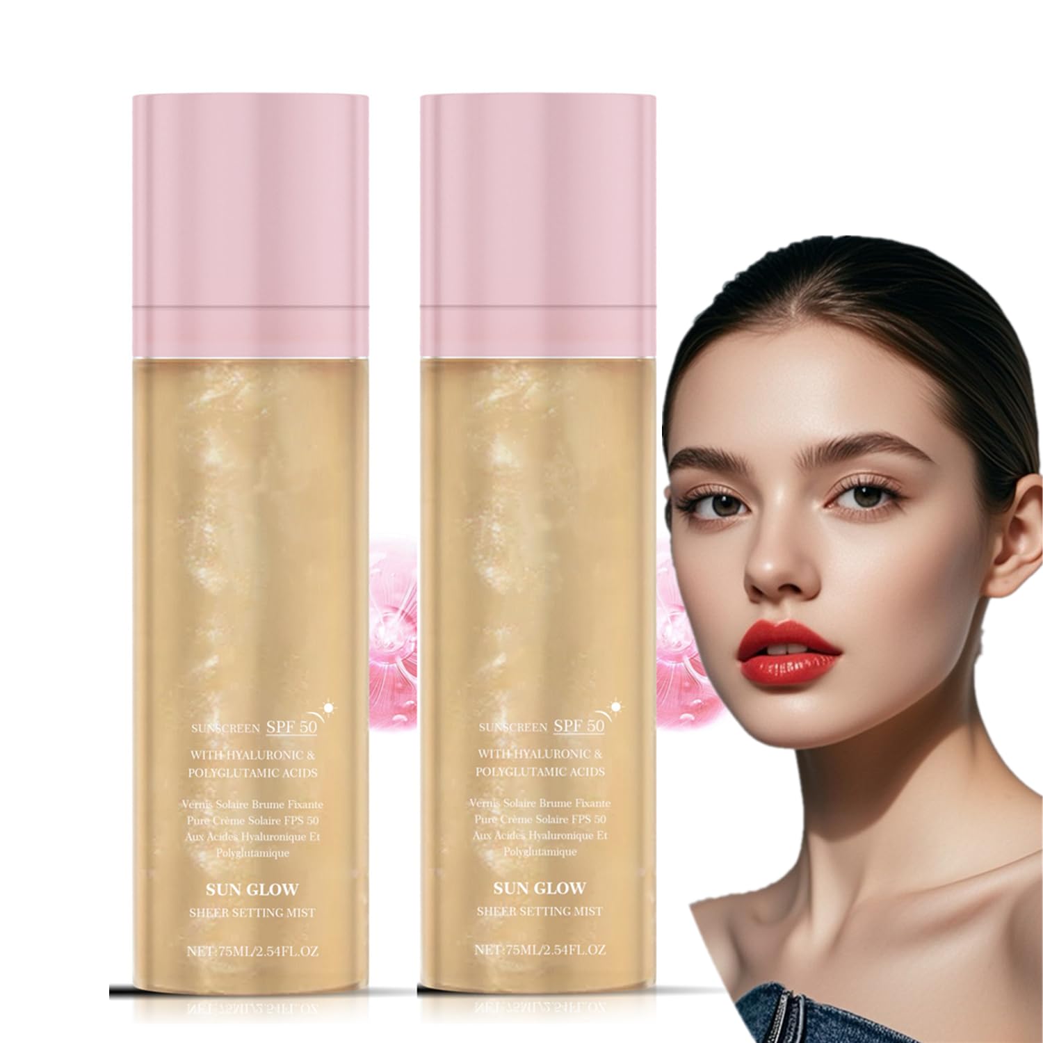 LOYOTICE Sunglaze setting mist cap for easy spray and SPF 50.