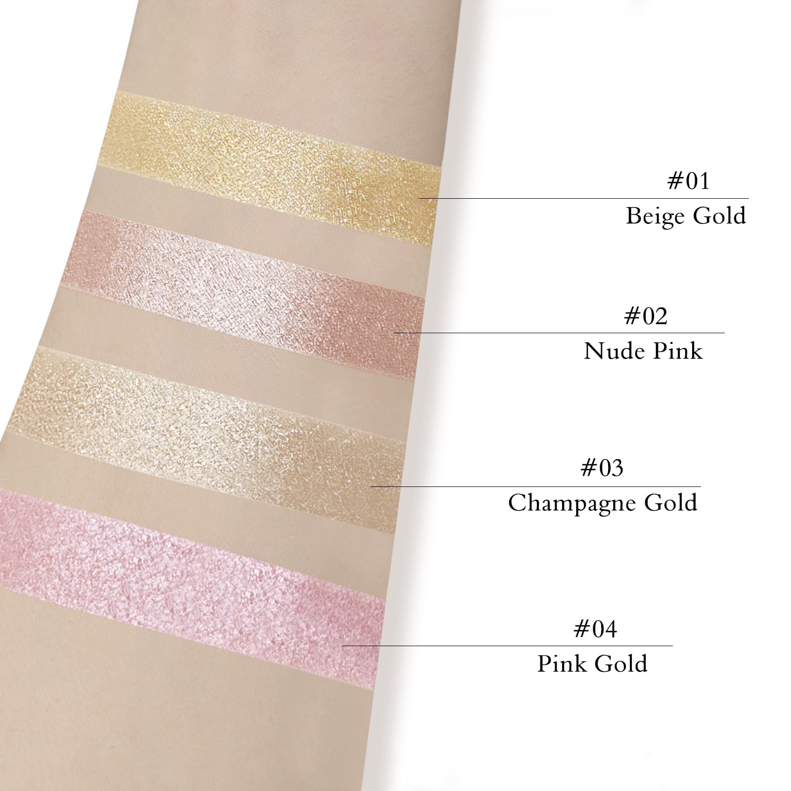 LSxia highlighter palette beige gold swatch shows refined shimmer for subtle contour.