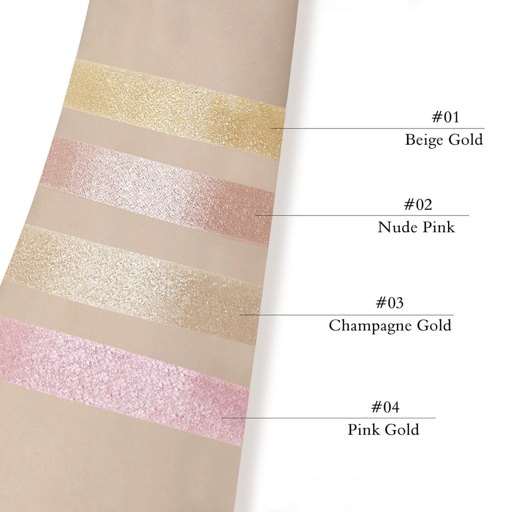 LSxia highlighter palette beige gold swatch shows refined shimmer for subtle contour.