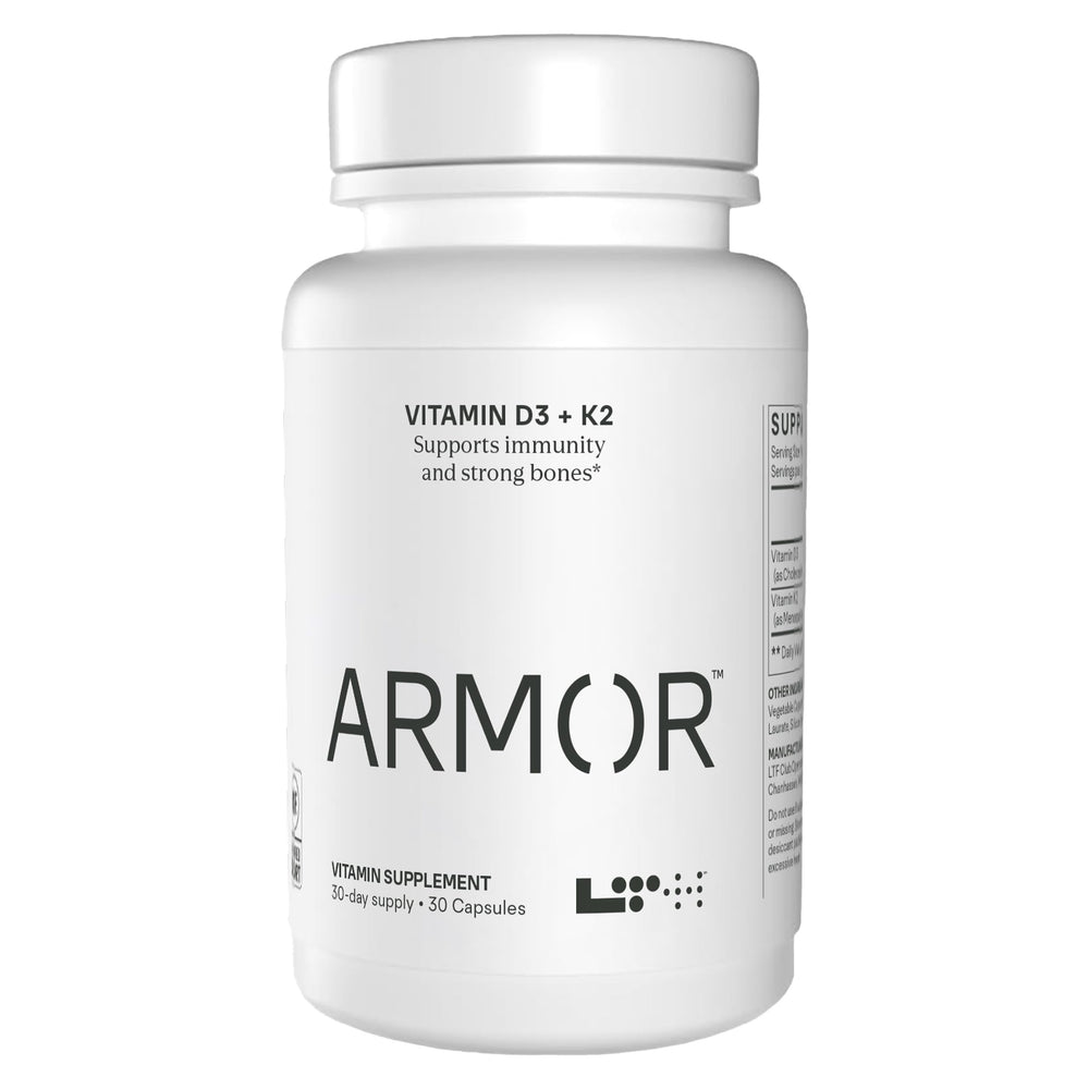 Front view of LTH Armor Vitamin D3 & K2 bottle
