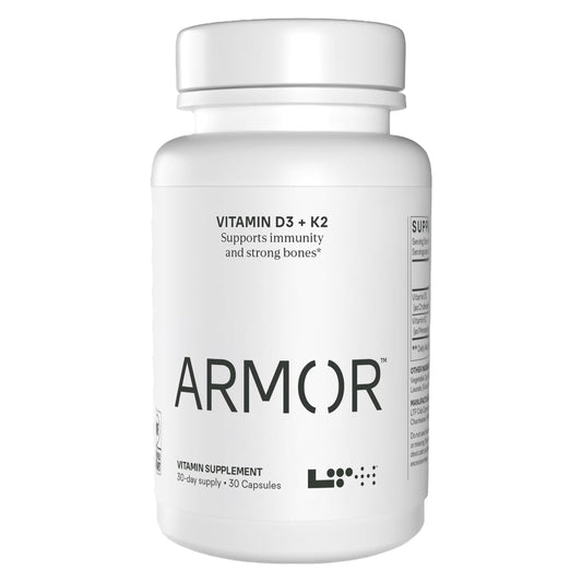 Front view of LTH Armor Vitamin D3 & K2 bottle