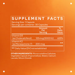 Close-up of vitamin D3 & K2 capsules