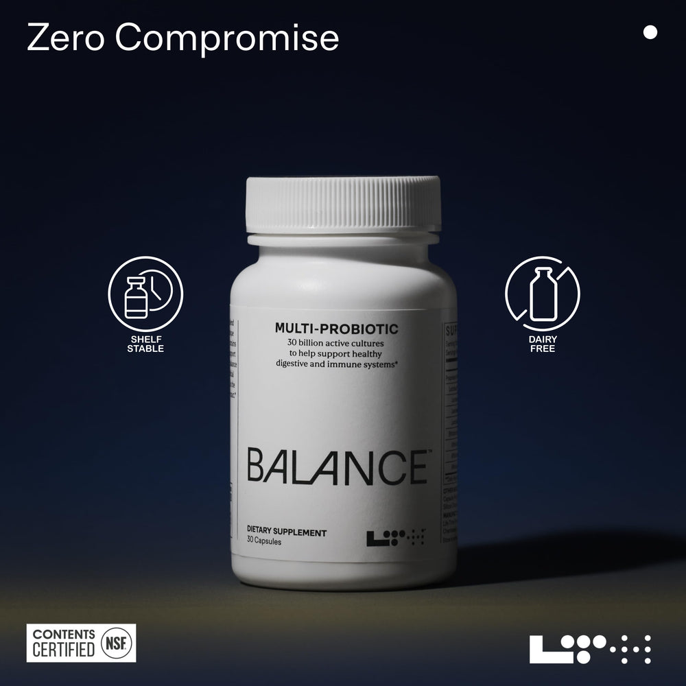 Label highlighting 30B CFUs per capsule and dairy-free