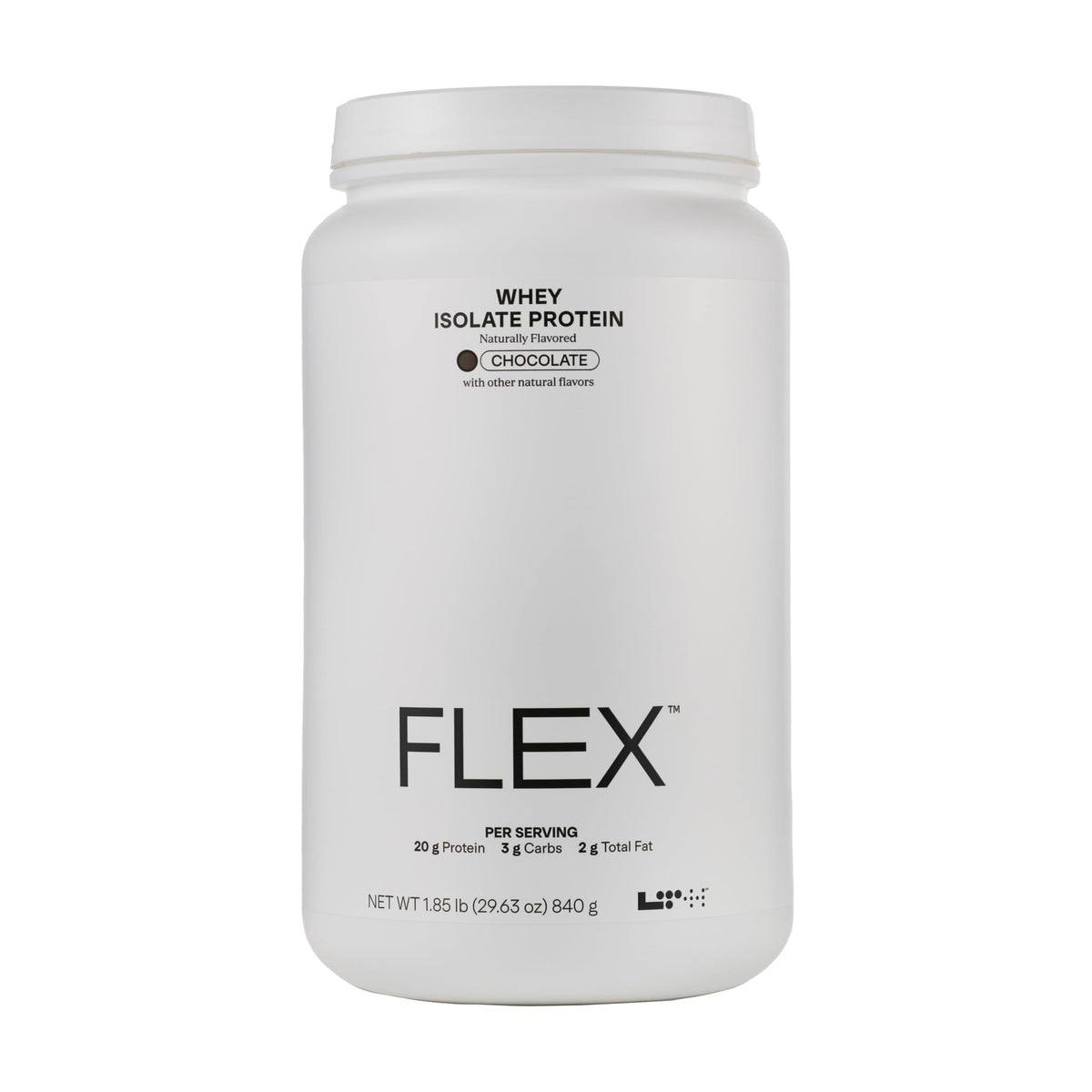 LTH Flex Whey Protein Isolate Chocolate flavor - 30 servings - front label