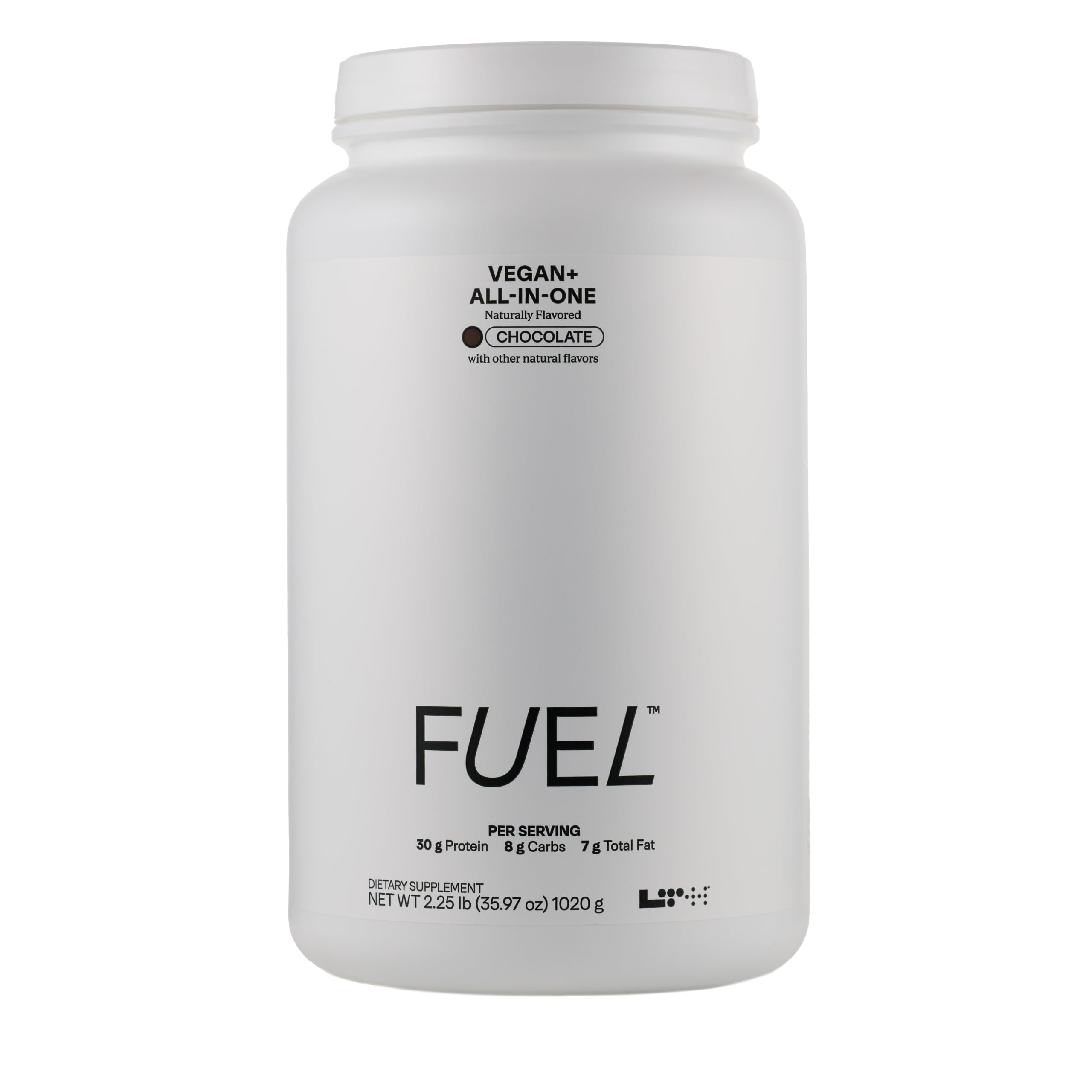LTH Fuel Vegan & All-in-One Chocolate flavor protein shake canister
