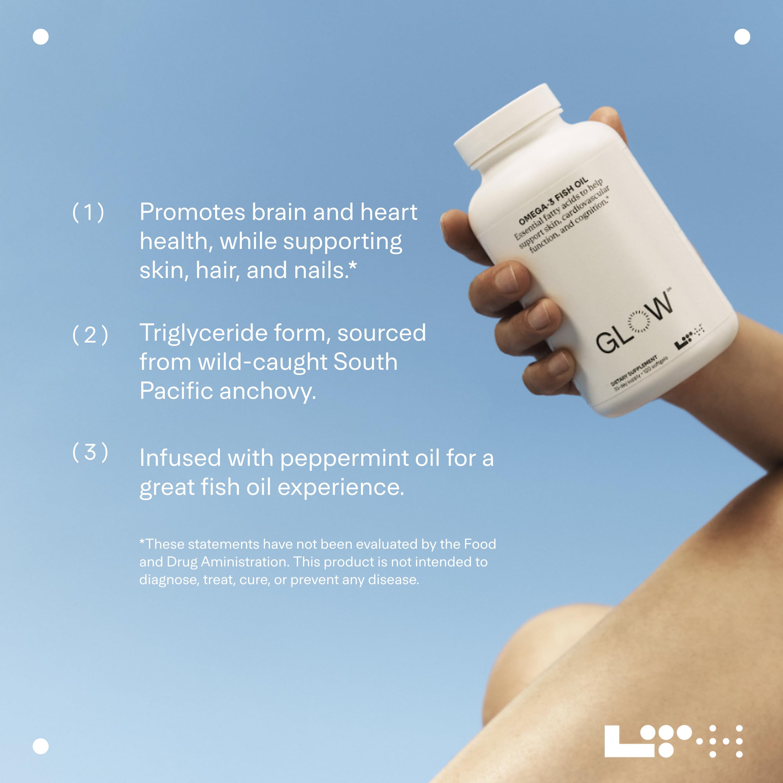 NSF Certified for Sport badge on LTH Glow Omega-3 packaging