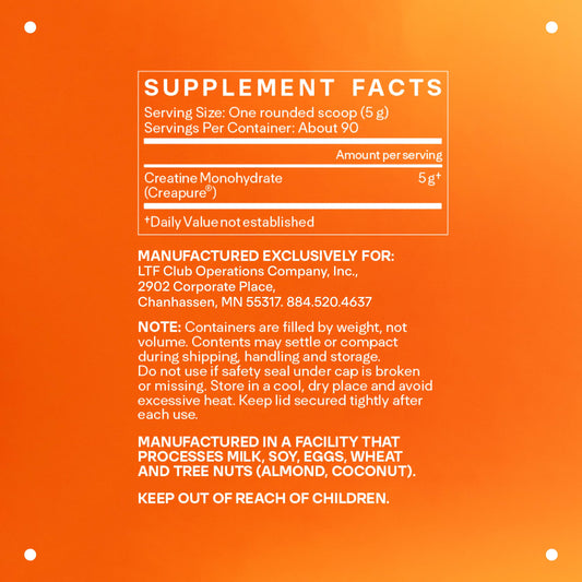 LTH Power Creatine Monohydrate bottle label