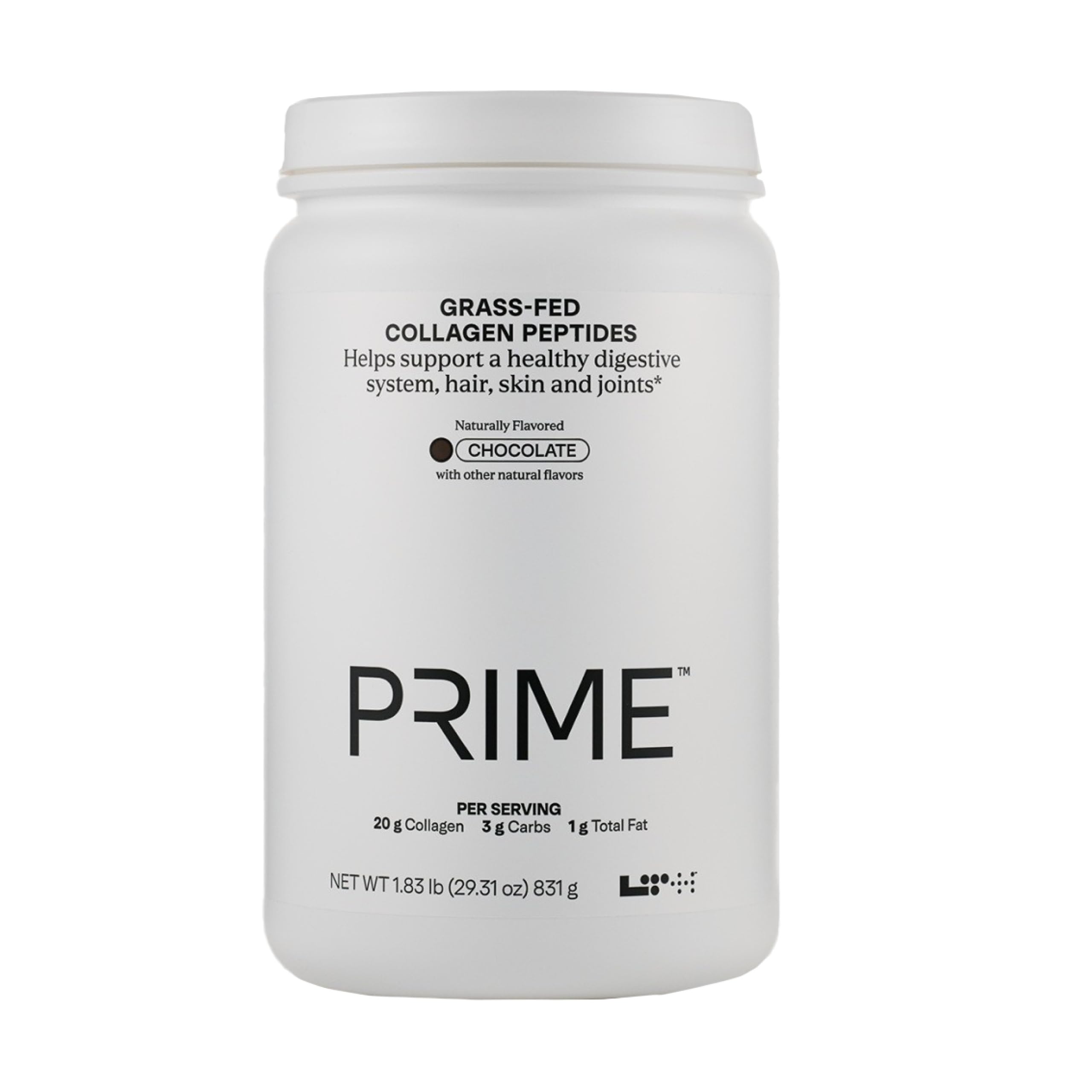 LTH Prime Collagen Peptides Chocolate bottle and scoop