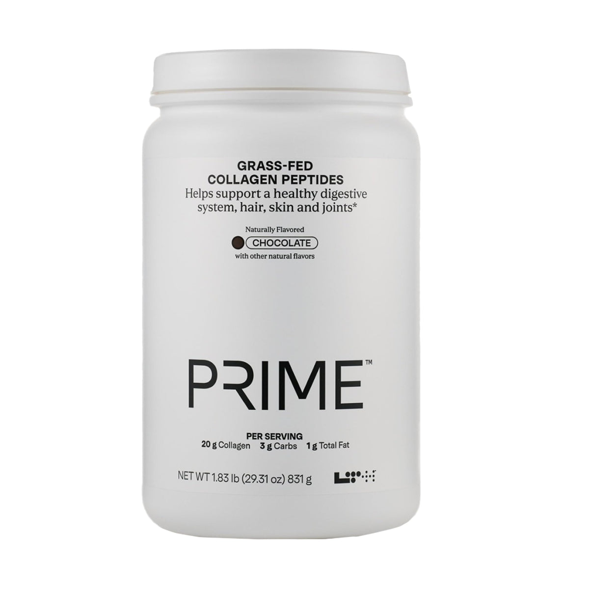LTH Prime Collagen Peptides Chocolate bottle and scoop