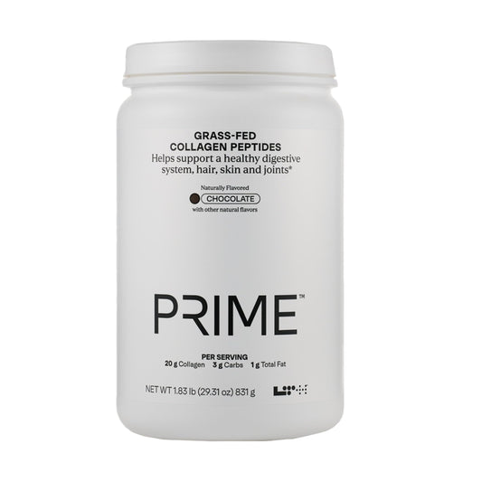 LTH Prime Collagen Peptides Chocolate bottle and scoop