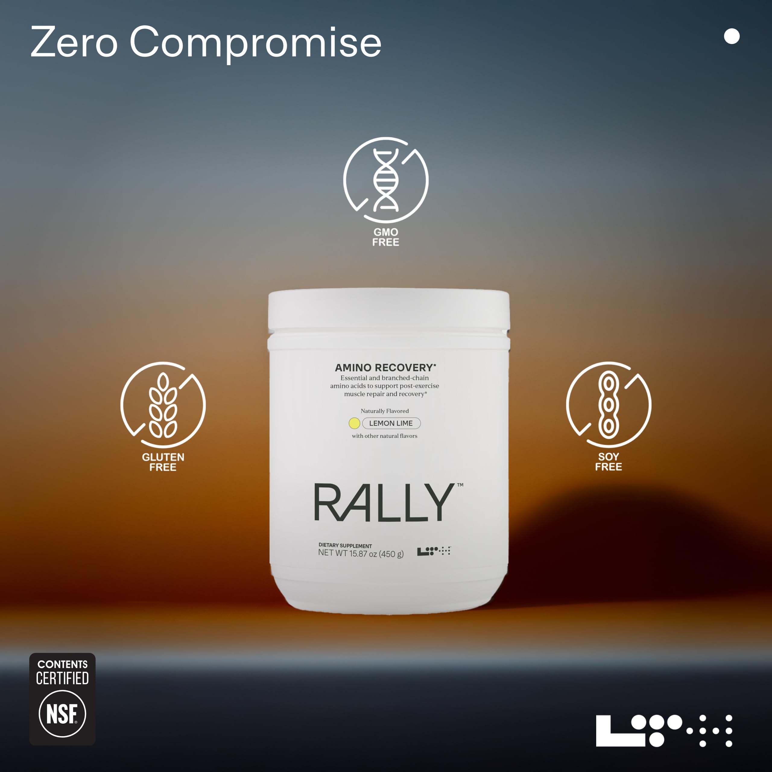 NSF-certified badge on LTH Rally Amino Recovery packaging