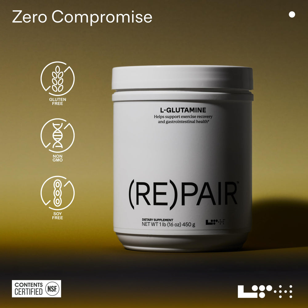 Unflavored L-Glutamine 90 servings label close-up