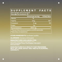 Back label with ingredients and third-party testing information