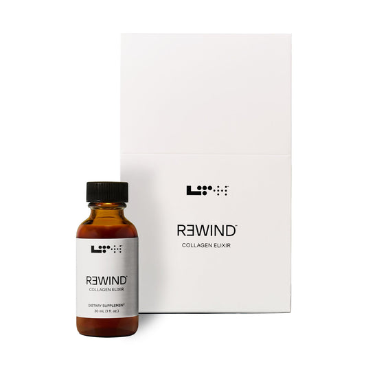 Front view of LTH Rewind Collagen Elixir bottle in Berry-Sorbet flavor