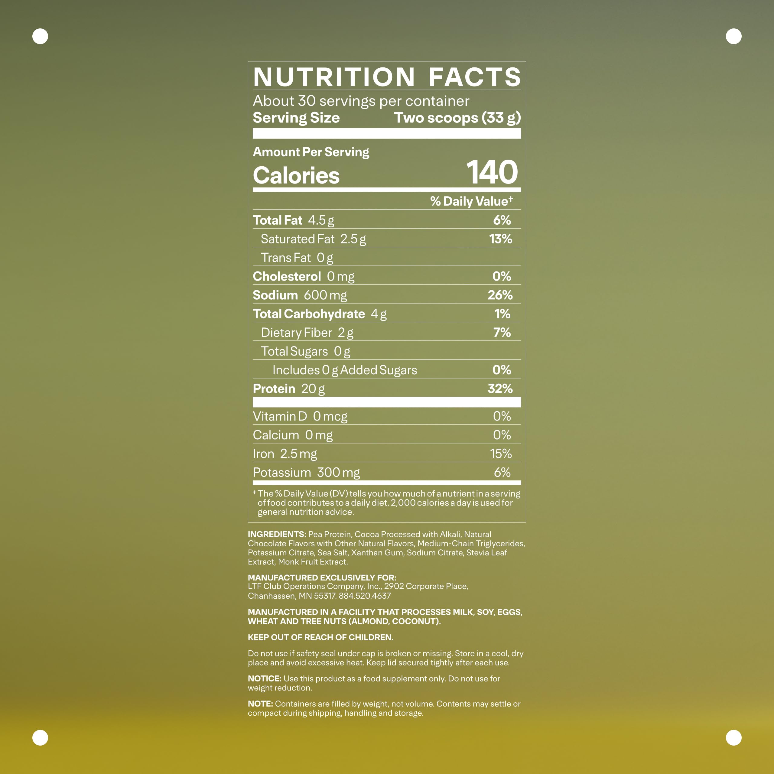 NSF-certified badge on LTH Vital Vegan Protein packaging