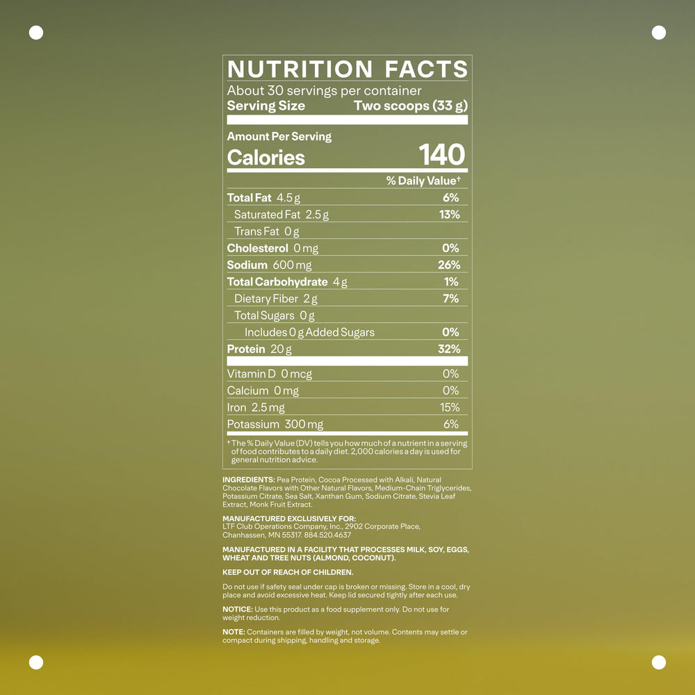 NSF-certified badge on LTH Vital Vegan Protein packaging