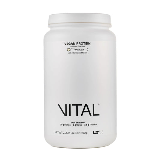 Front view of LTH Vital Vegan Protein Vanilla 30 Servings package
