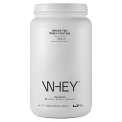 Front label of LTH Whey Protein grass-fed vanilla 930g