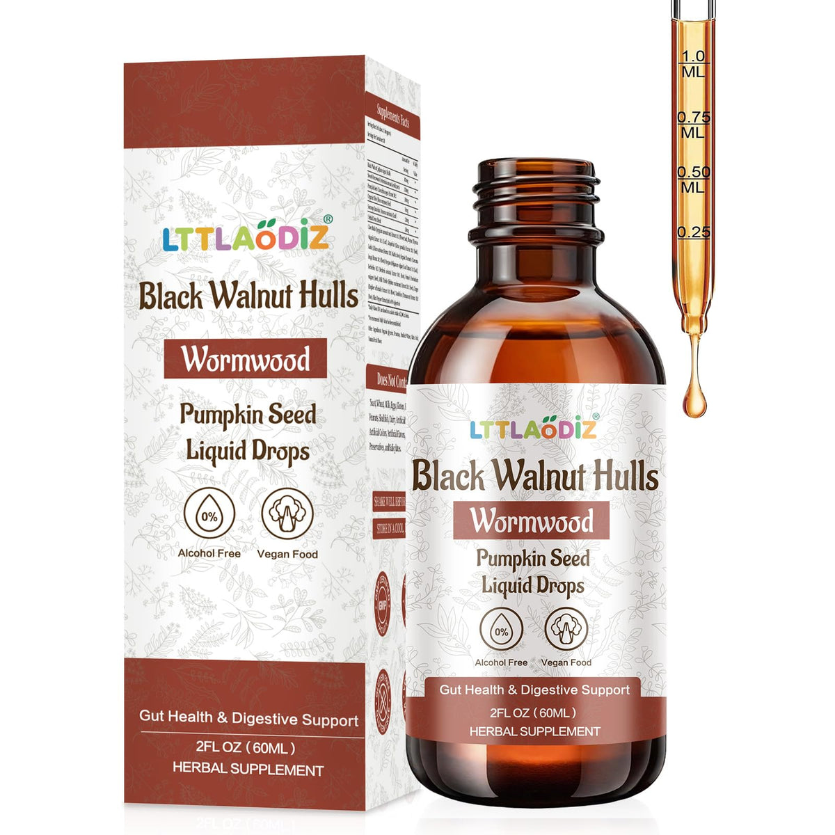 Bottle of LTTLAODIZ Black Walnut & Wormwood tincture