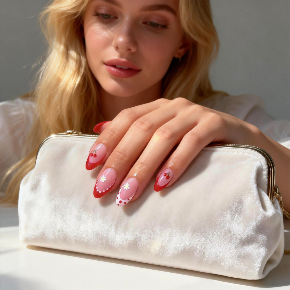 LTXHZYYL polka dot detail nails for playful style and flair.