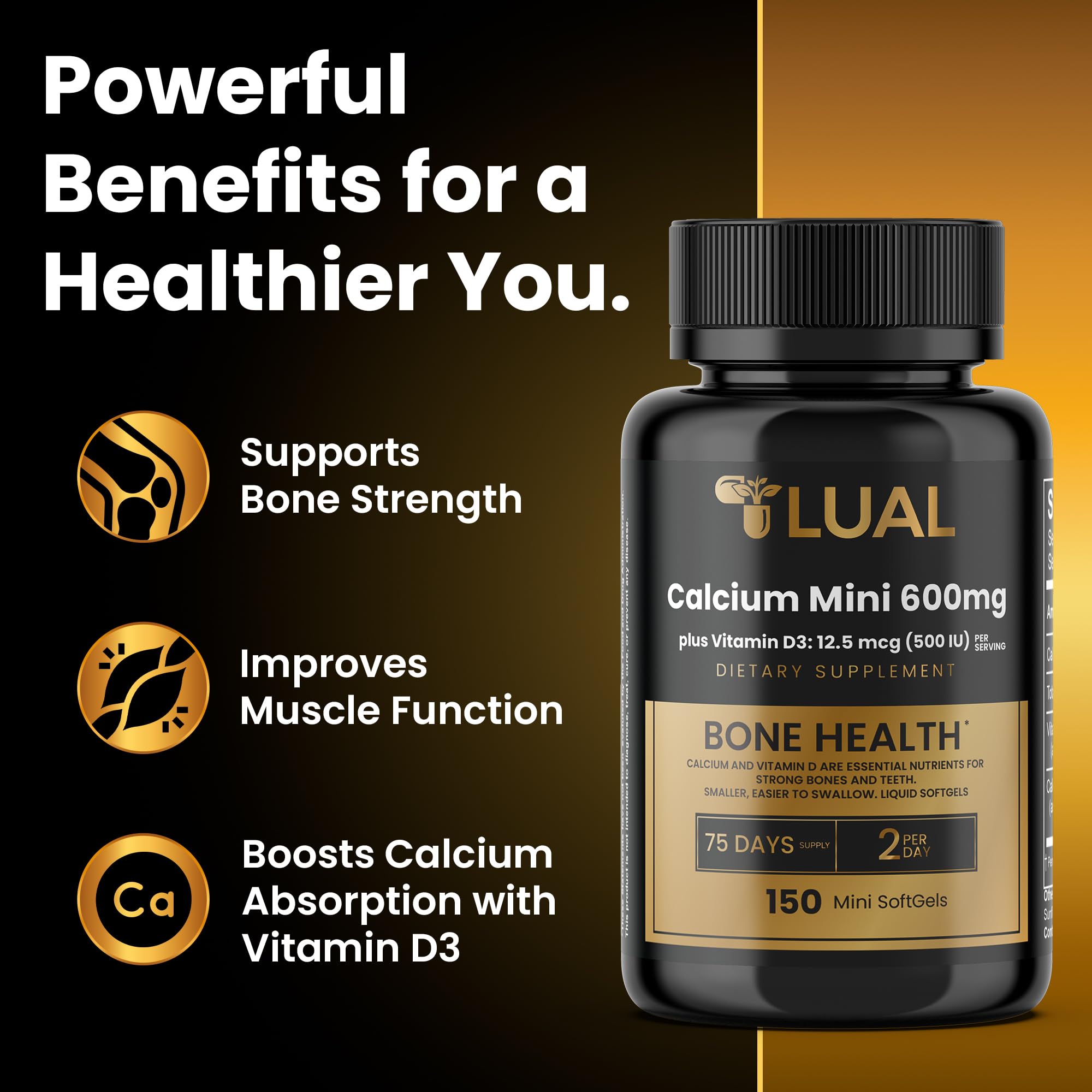 Concept image of mobility and strong bones with calcium icon