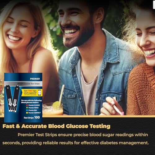 LUAL Premier test strip reading display shows quick, easy glucose readings.