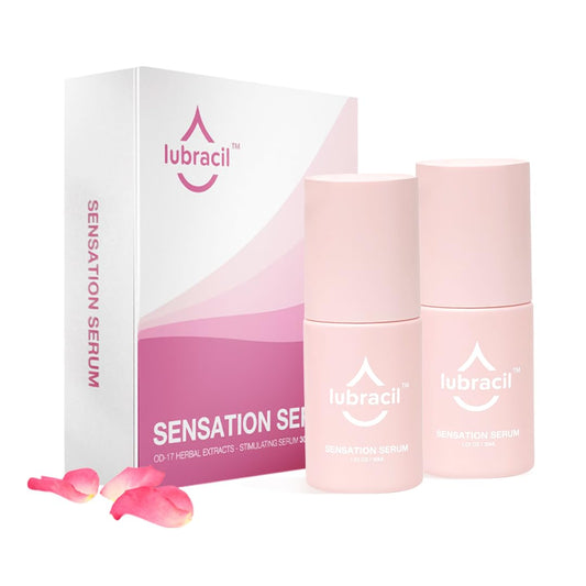 Front view of Lubracil Sensation Serum bottle for women