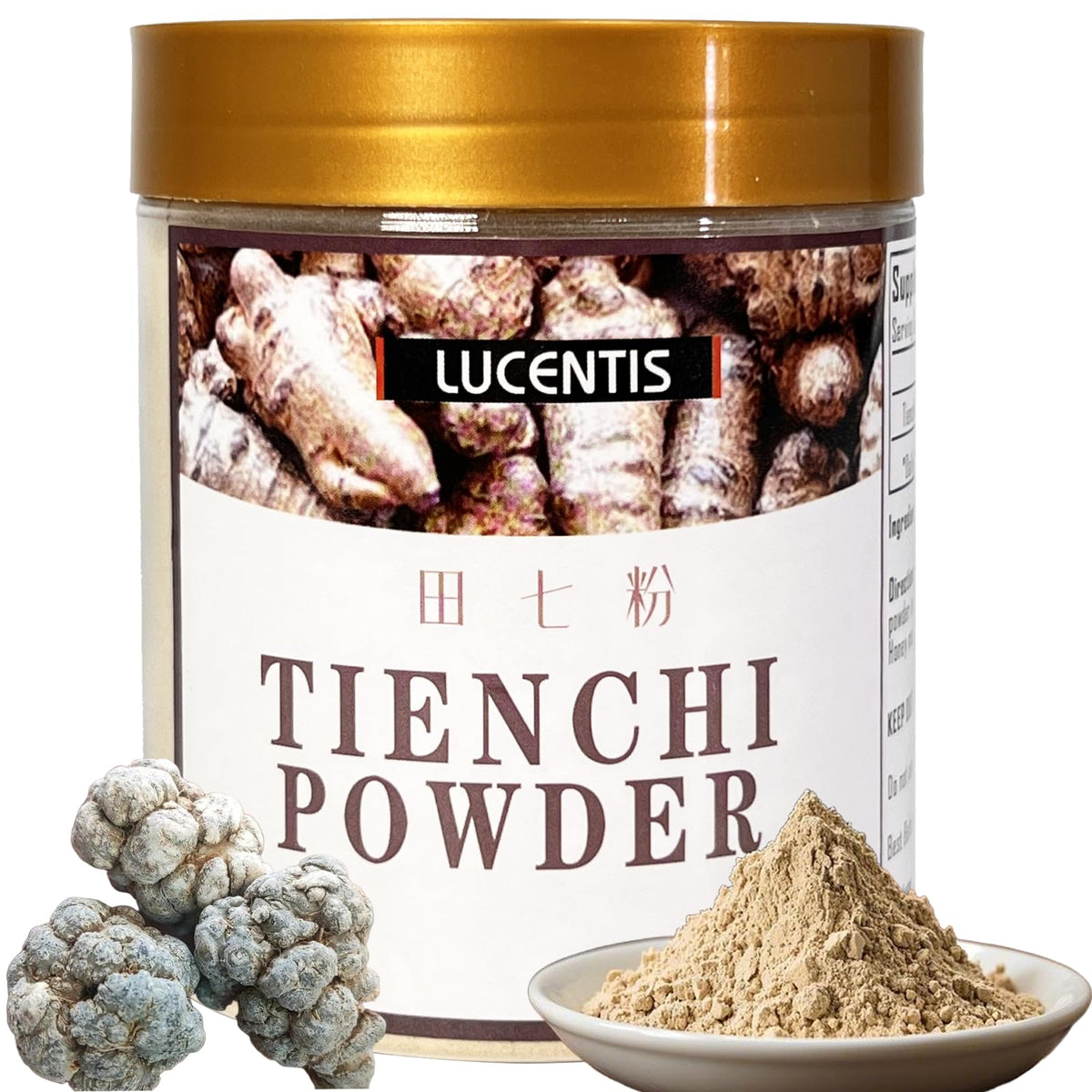 LUCENTIS Tienchi Ginseng Powder bottle and label
