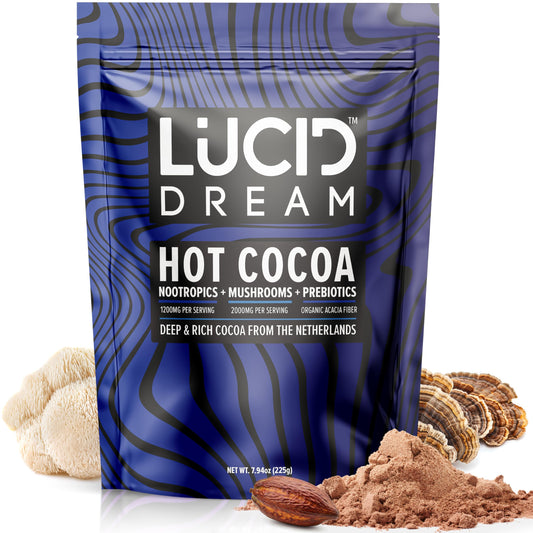 Cup of Lucid Dream Mushroom Hot Cocoa for Sleep in a cozy setting