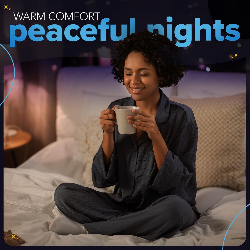 Lucid Dream powder dissolving in hot cocoa for a comforting evening.