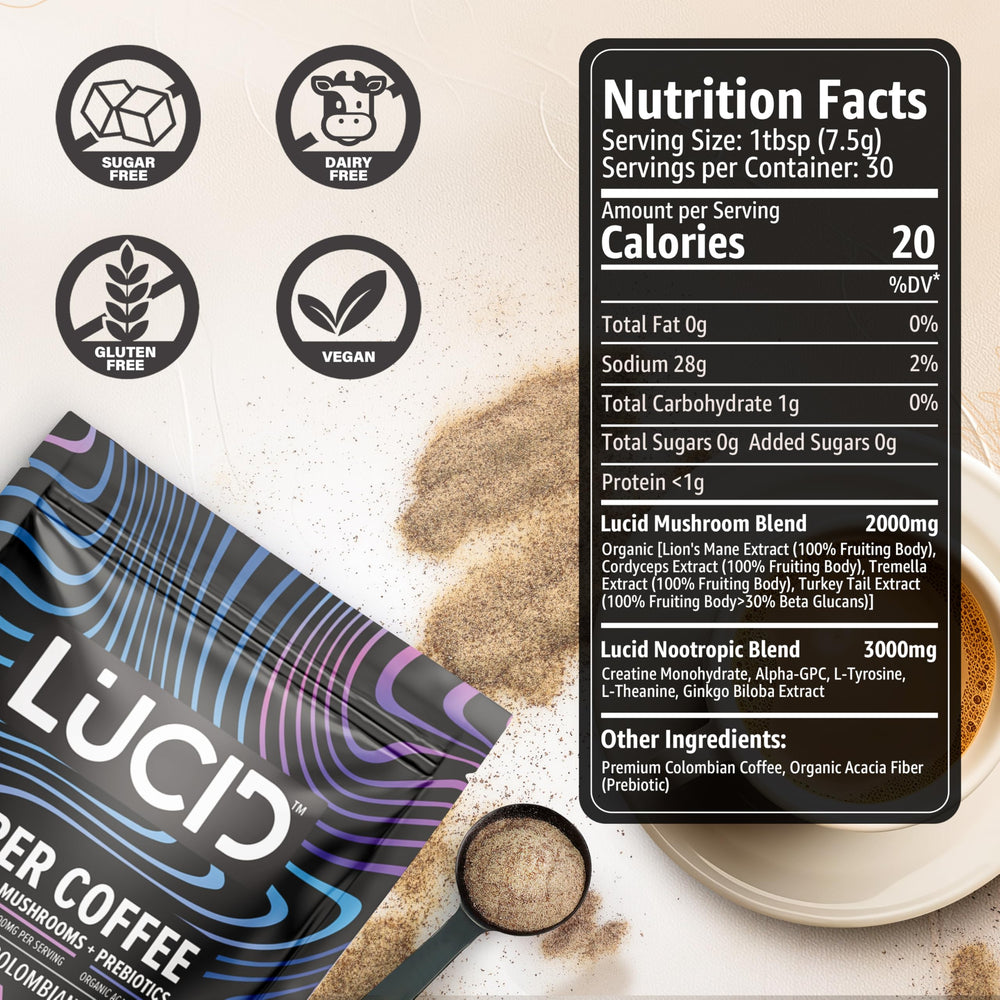 Lucid instant coffee mix dissolving for easy on-the-go energy