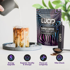 Eco-friendly packaging of Lucid Superfood coffee