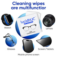 Close-up of a single pre-moistened lens wipe