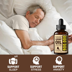 Organic hemp oil packaging showing vegan and non-GMO indicators