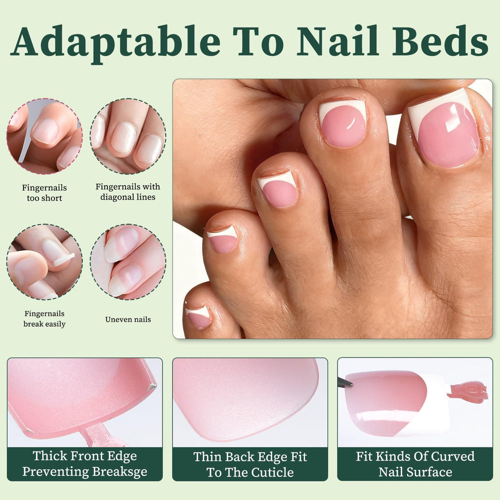 LuckForever 160pc toe nail press-ons offer quick at-home pedicure.