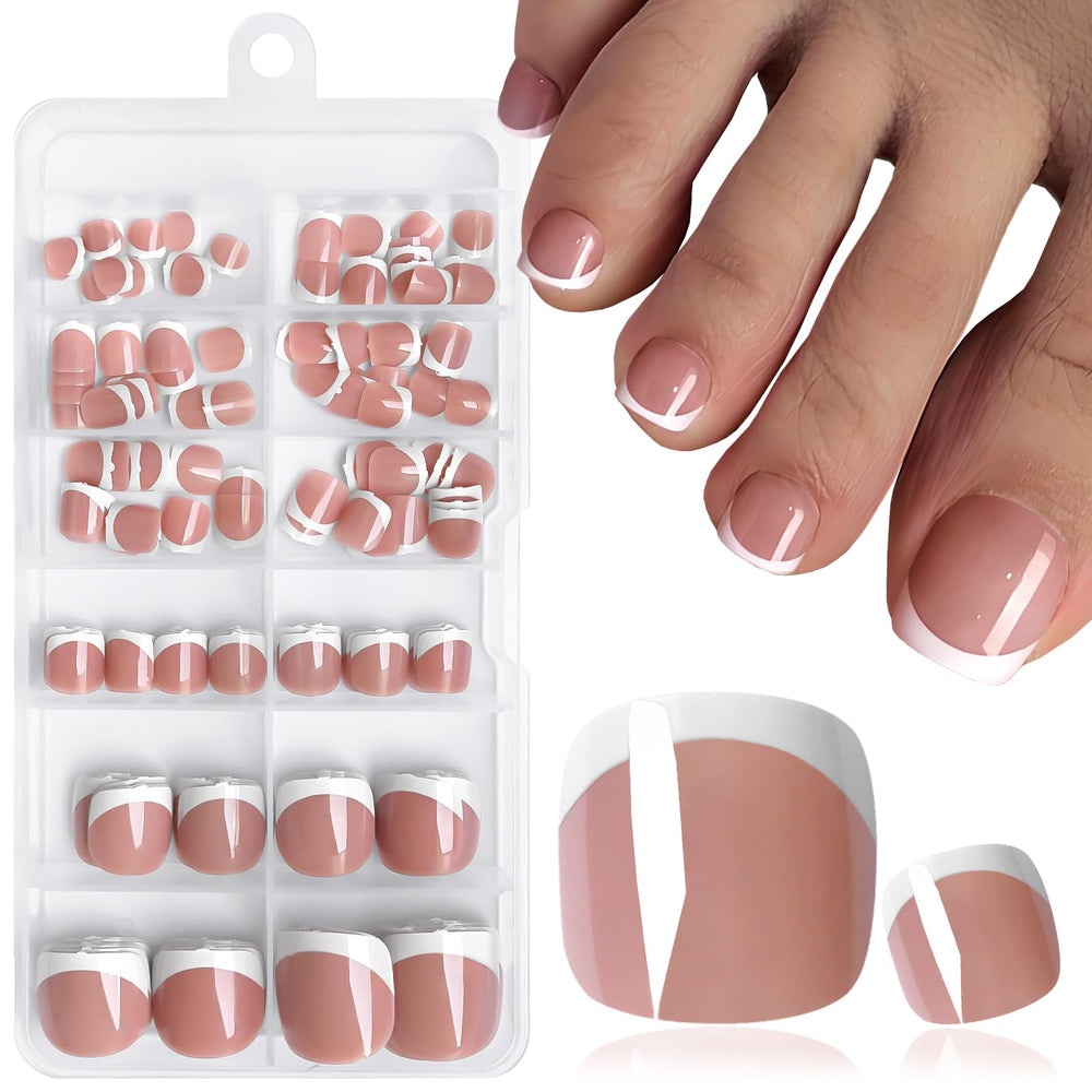 LuckForever 168pc white French tip toenails kit for an easy at-home pedicure