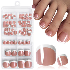 LuckForever 168pc white French tip toenails kit for an easy at-home pedicure