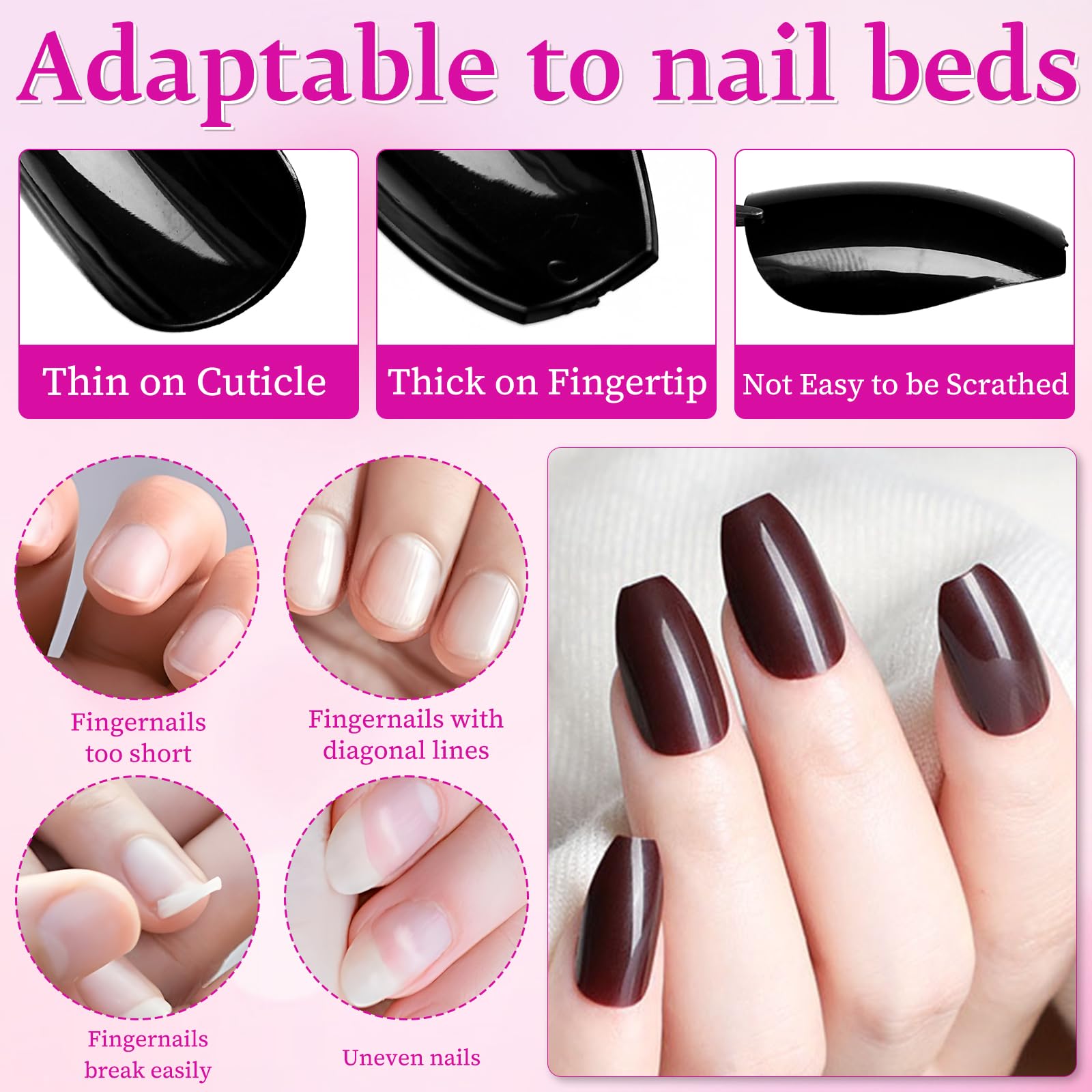 LuckForever 24-color coffin nails variety to match any outfit