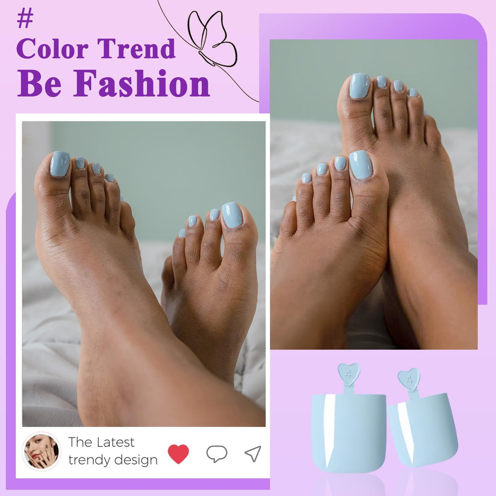 LuckForever blue press-on toenails on-the-go for fast touch-ups.