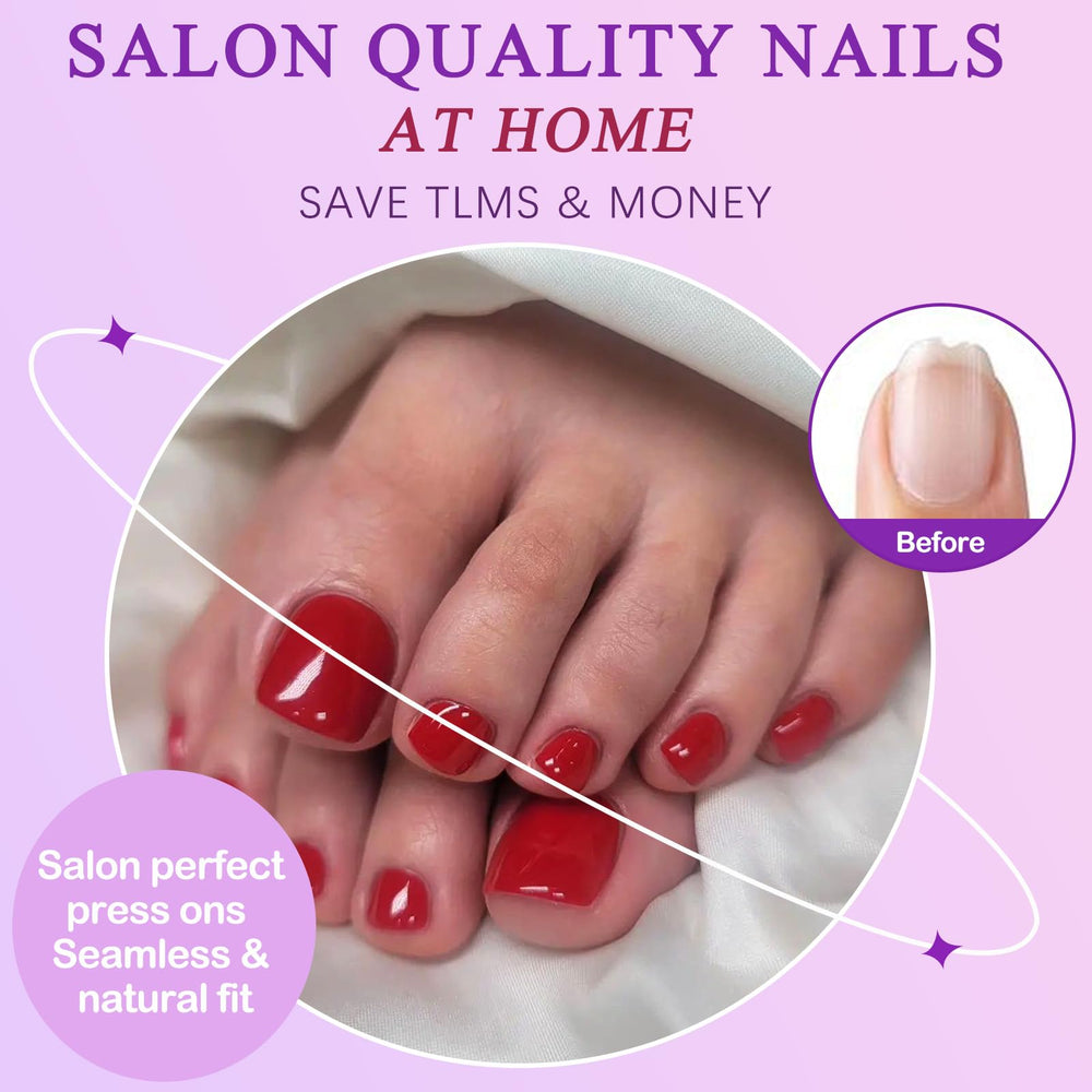 LuckForever jelly adhesive tabs for easy application and removal on red press-ons.