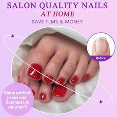 LuckForever jelly adhesive tabs for easy application and removal on red press-ons.