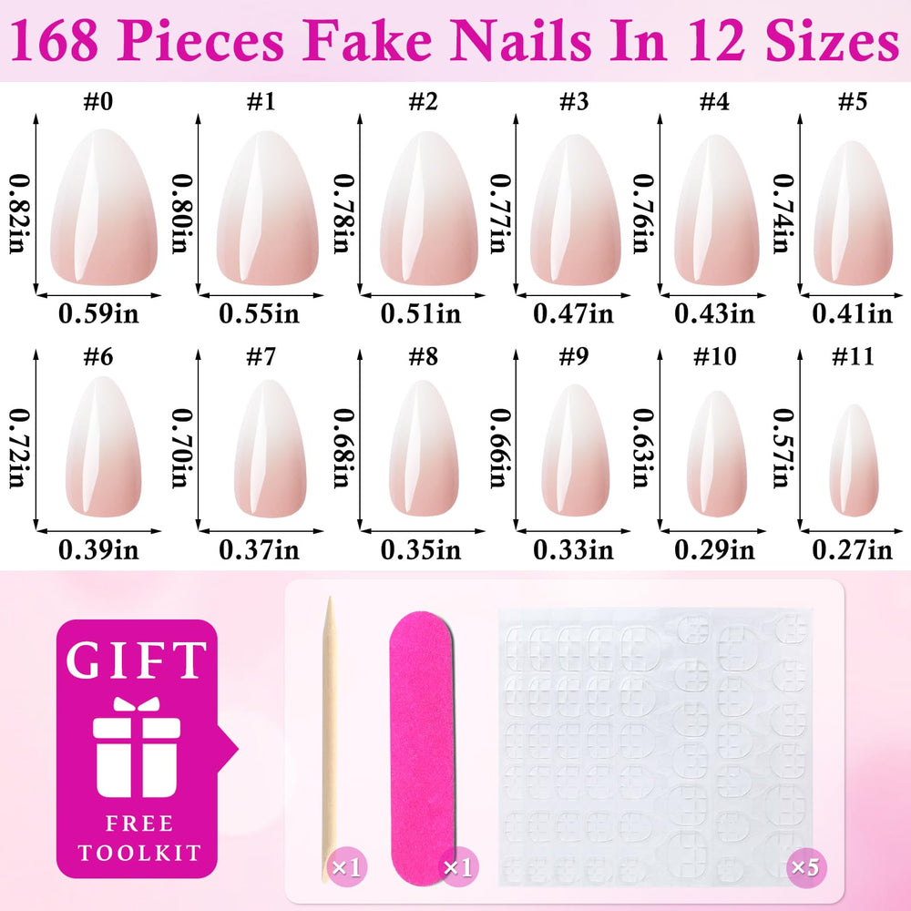 LuckForever ombre nails almond short close-up highlights the glossy gradient and shape.